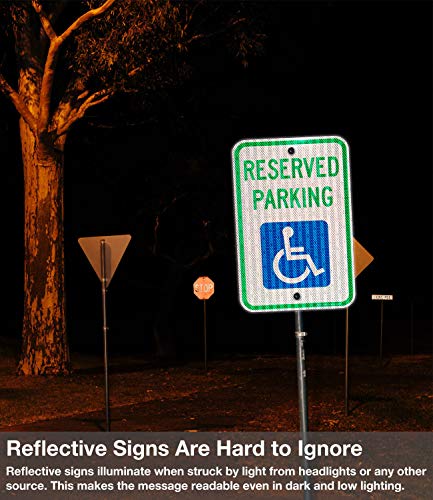 Reserved Parking Sign, Handicap Parking with Picture of Wheelchair Sign,18 x 12 Inches Engineer Grade Reflective Sheeting Rust Free Aluminum, Weather Resistant, Waterproof, Durable Ink