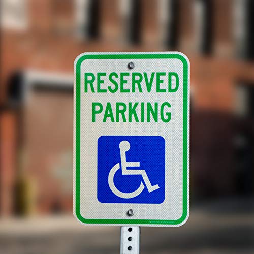 Reserved Parking Sign, Handicap Parking with Picture of Wheelchair Sign,18 x 12 Inches Engineer Grade Reflective Sheeting Rust Free Aluminum, Weather Resistant, Waterproof, Durable Ink