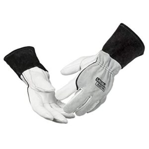 lincoln electric dynamig traditional mig welding gloves | top grain leather |k3805, white, large (pack of 2)