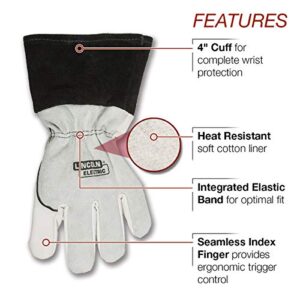 Lincoln Electric DynaMIG Traditional MIG Welding Gloves | Top Grain Leather |K3805, White, Large (Pack of 2)