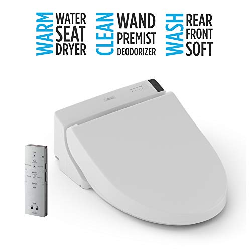 TOTO SW2043R#01 C200 Electronic Bidet Toilet Cleansing Water, Heated Seat, Deodorizer, Warm Air Dryer, and PREMIST, Round, Cotton White