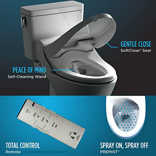 TOTO SW2043R#01 C200 Electronic Bidet Toilet Cleansing Water, Heated Seat, Deodorizer, Warm Air Dryer, and PREMIST, Round, Cotton White