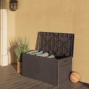 barton deck box 120 gallon outdoor patio storage bench shed cabinet container furniture pools yard tools porch backyard