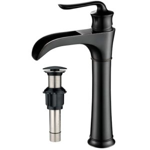 Farmhouse Waterfall Bathroom Faucet for Vessel Sink Single Hole Bowl Mixer Tap, MYHB Oil Rubbed Bronze SH8012H