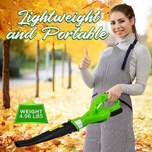 Lightweight Cordless Leaf Blower - 18V, 55 MPH Air Speed - Perfect for Decks, Gutter Cleaning, Snow & Small Yards - Rechargeable Battery & Charger Included, Average Charge Time 4 Hrs - Only 5 lbs.