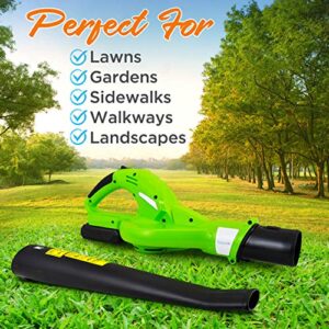 Lightweight Cordless Leaf Blower - 18V, 55 MPH Air Speed - Perfect for Decks, Gutter Cleaning, Snow & Small Yards - Rechargeable Battery & Charger Included, Average Charge Time 4 Hrs - Only 5 lbs.