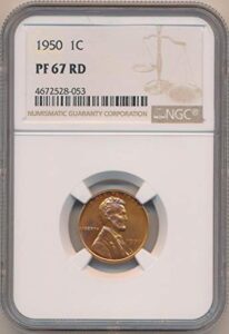 1950 see pic lincoln cent penny pf67 red ngc