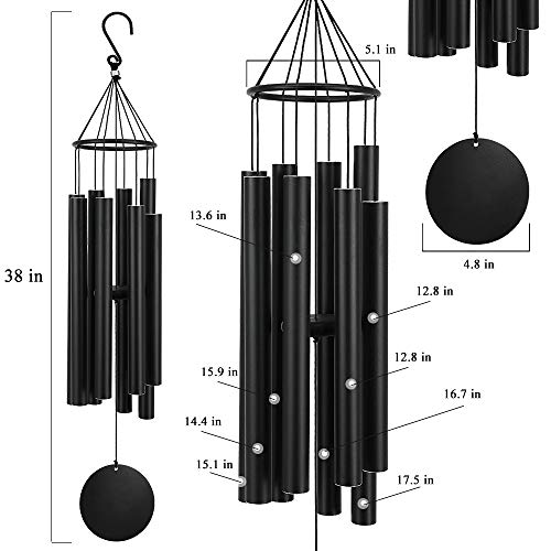 ASTARIN Large Wind Chimes for Outside(38 inch), Sympathy Wind Chimes Outdoor Clearance with 8 Aluminum Tuned Black Tubes, Memorial Wind Chimes Gift Decoration for Home, Garden,Patio,Backyard.