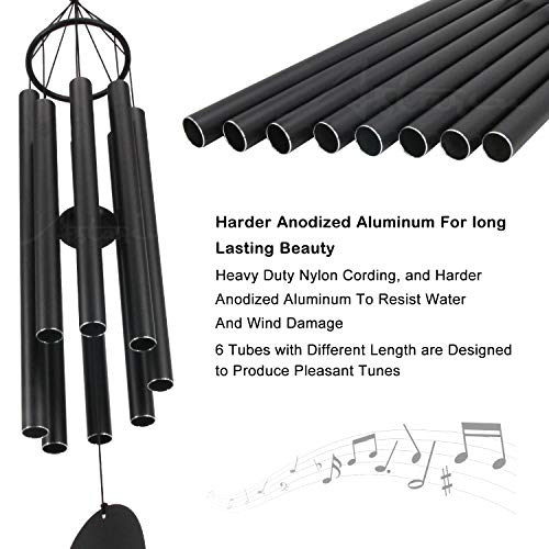 ASTARIN Large Wind Chimes for Outside(38 inch), Sympathy Wind Chimes Outdoor Clearance with 8 Aluminum Tuned Black Tubes, Memorial Wind Chimes Gift Decoration for Home, Garden,Patio,Backyard.