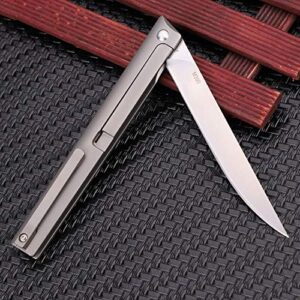 Samior GP035 Small Slim EDC Folding Pocket Flipper Knife, 3.5 Inch Bohler M390 Blade, Gentleman's Knife, Frame Lock, Titanium Handle, Pocket Clip, 1.5oz