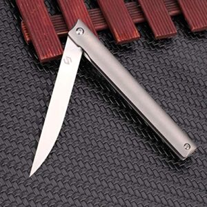 Samior GP035 Small Slim EDC Folding Pocket Flipper Knife, 3.5 Inch Bohler M390 Blade, Gentleman's Knife, Frame Lock, Titanium Handle, Pocket Clip, 1.5oz