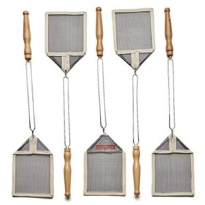 kings county tools old-fashioned fly swatter | 5-pack | wire frame with wooden handle | strong mesh | sewn edges | take out pesky pests effectively unlike plastic | made in france