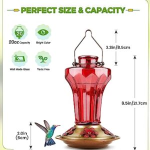 BOLITE 18018-R Hummingbird Feeder, Glass Hummingbird Feeder for Outdoors, Tower Shape Bottle, 20 Ounces, Red