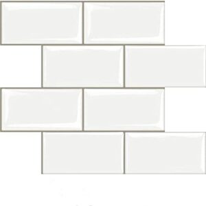 stickgoo 10-sheet peel and stick subway tile, stick on tiles backsplash for kitchen & bathroom in white (thicker design)