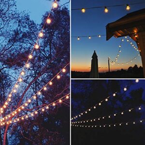 GUDDL Outdoor String Lights 50ft Patio Lights with 55 G40 Bulbs (5 Spare), Connectable Globe String Lights for Party Tents Patio Gazebo Porch Deck Bistro Backyard Balcony Pergola Decor, Black Wire