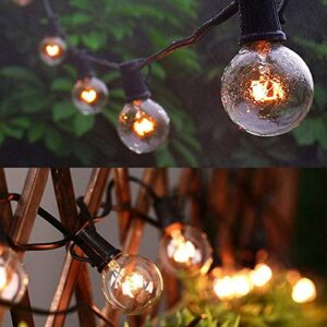 GUDDL Outdoor String Lights 50ft Patio Lights with 55 G40 Bulbs (5 Spare), Connectable Globe String Lights for Party Tents Patio Gazebo Porch Deck Bistro Backyard Balcony Pergola Decor, Black Wire