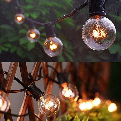 GUDDL Outdoor String Lights 50ft Patio Lights with 55 G40 Bulbs (5 Spare), Connectable Globe String Lights for Party Tents Patio Gazebo Porch Deck Bistro Backyard Balcony Pergola Decor, Black Wire