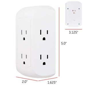 GE Pro 6-Outlet Extender, Surge Protector, Spaced Wall Tap, Side-Access, 3-Prong Power Strip, Charging Station, 560 Joules, UL Listed, White, 43648