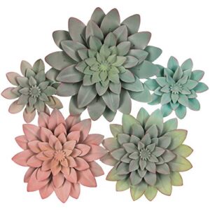 3d metal succulent wall decor - multicolored cluster , hand painted, hanging metal flowers wall decor for living room, bedroom, kitchen, bathroom - flower wall art for indoor & outdoor decor