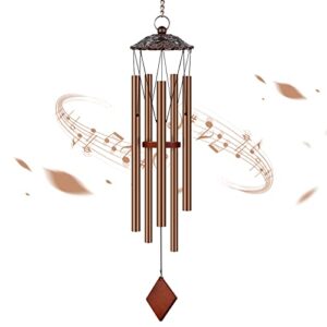 creative design wind chimes outdoor with 5 aluminum ally tubes metal sympathy wind chimes for loss of a loved one memorial, patio, porch, garden, and backyard (38 inch)