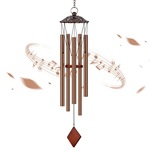 CREATIVE DESIGN Wind Chimes Outdoor with 5 Aluminum Ally Tubes Metal Sympathy Wind Chimes for Loss of a Loved one Memorial, Patio, Porch, Garden, and Backyard (38 Inch)