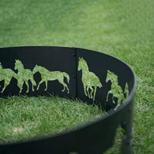 Blue Sky Outdoor Living FR36HRS01 36" Round Fire Ring Horse Design Bonfire Liner, Black