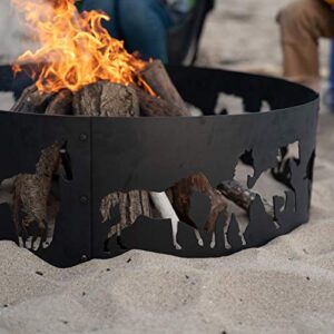 Blue Sky Outdoor Living FR36HRS01 36" Round Fire Ring Horse Design Bonfire Liner, Black