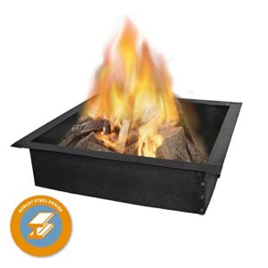 Blue Sky Outdoor Living PCFF3636 36" Fire Ring with Porcelain Coated Finish Self-Assembled Square Bonfire Liner, Black