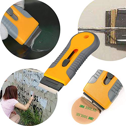 2PCS Razor Blade Scraper Glass Cooktop Scraper & Paint Scraper, Window Decal, Car Sticker and Glue Remover Razor Holder with 30 Extra Razor Blades