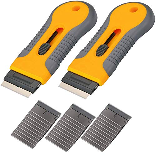 2PCS Razor Blade Scraper Glass Cooktop Scraper & Paint Scraper, Window Decal, Car Sticker and Glue Remover Razor Holder with 30 Extra Razor Blades