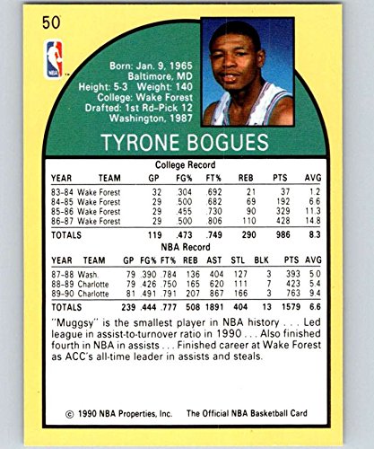 1990-91 Hoops Basketball #50 Muggsy Bogues Charlotte Hornets