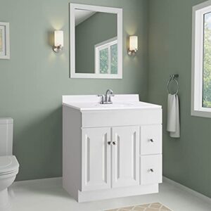 Design House 586198 Cultured Marble Vanity Top 31x19, Solid White