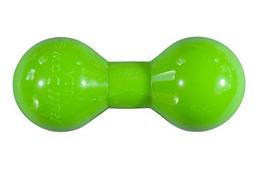 Ruff Dawg Big Dawg - Indestructible Dog Toy for Rough Play - Barbell Shape Bounce for Chase, Catch - Shred-Resistant Plastic - Colors Vary - 2 Toys