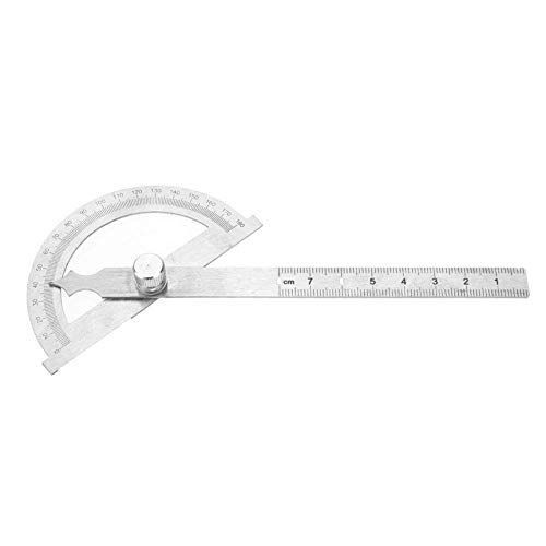 Protractor Ruler, Stainless Steel Protractor Goniometer 15cm Ruler 180 Degrees Angle Finder Gauge Adjustable Measuring Tool for Woodworking Industrial Carpenter (80×120mm)