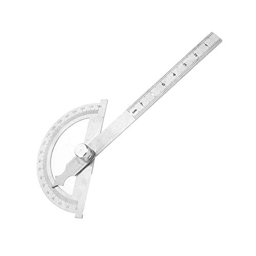 Protractor Ruler, Stainless Steel Protractor Goniometer 15cm Ruler 180 Degrees Angle Finder Gauge Adjustable Measuring Tool for Woodworking Industrial Carpenter (80×120mm)