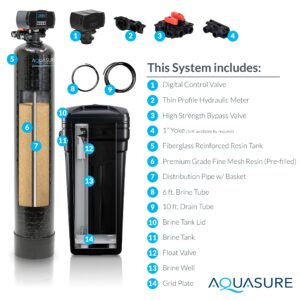 Aquasure Harmony Series Water Softener plus Iron Removal w/Aquatrol Digital Control Head and Premium Grade Fine Mesh Resin (48,000 Grains)