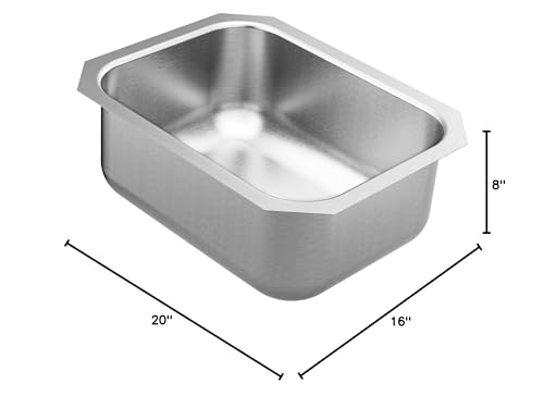 Moen GS18440 1800 Series 16-inch 18 Gauge Undermount Single Bowl Stainless Steel Kitchen or Bar Sink