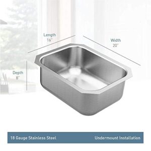 Moen GS18440 1800 Series 16-inch 18 Gauge Undermount Single Bowl Stainless Steel Kitchen or Bar Sink
