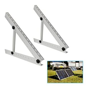 air jade adjustable solar panel tilt mount brackets, 28in solar panel stand with foldable tilt legs for rv, boat, roof, and off-grid, supports up to 200w