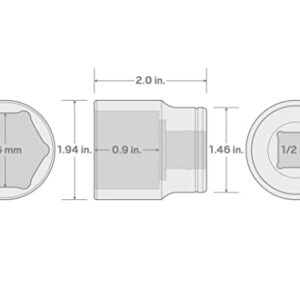 TEKTON 1/2 Inch Drive x 36 mm 6-Point Socket | SHD22136