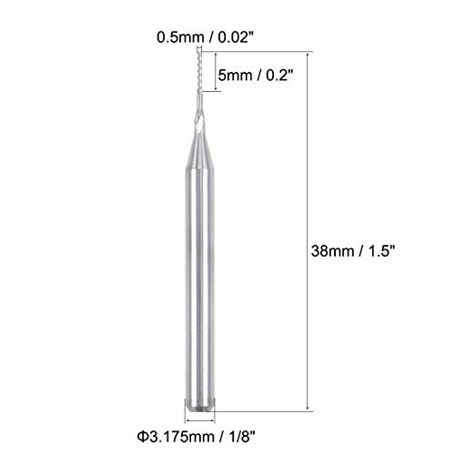 uxcell 10Pcs 0.5mm Carbide End Mill Engraving Milling Cutter CNC Router Bits for PCB Machine, 1/8" Shank