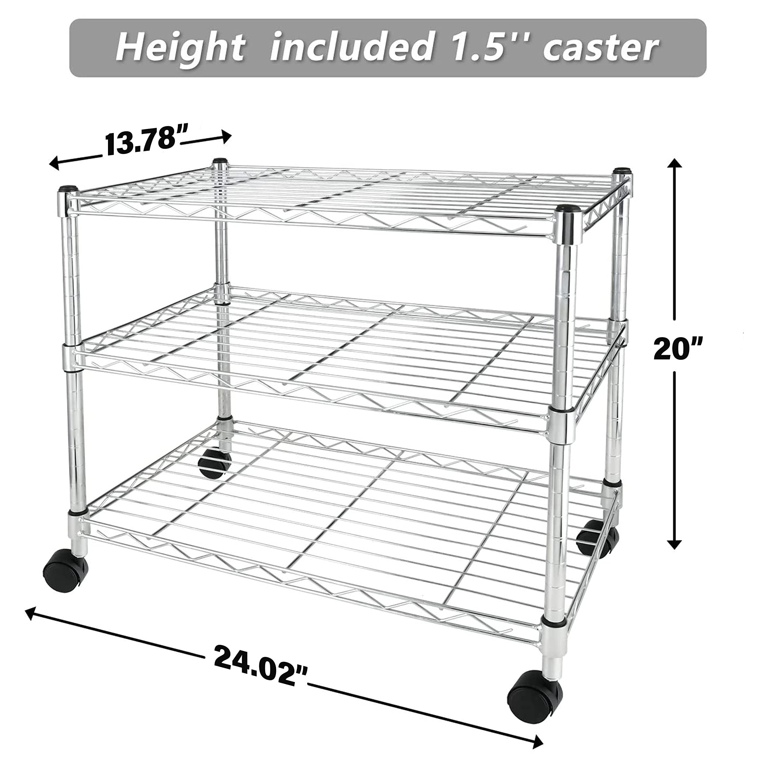 Simple Deluxe Heavy Duty 3-Shelf Shelving Unit, 24.02" D x 13.78"W x 21.97" H, 3 Tier