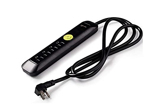 Power Strip Surge Protector with 4 Outlets Heavy Duty 6 ft Extension Cord for Home and Office by Easylife Tech, Black