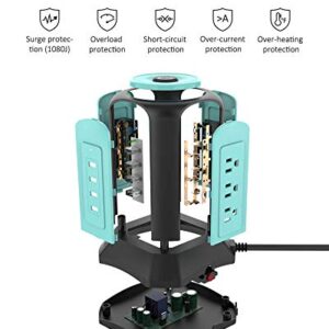 Power Strip Tower Surge Protector, SUPERDANNY Desktop Charging Station, 10 Ft Extension Cord, 9 Outlets, 4 USB Ports, 1080 Joules, 3-Prong, Grounded, Multiple Protections for Home, Office, Blue