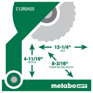 Metabo HPT Sliding Compound Miter Saw | 12-Inch Blade | Double Bevel | Laser Marker | 15-Amp Motor | 5 Year Warranty | C12RSH2S