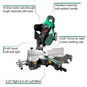 Metabo HPT Sliding Compound Miter Saw | 12-Inch Blade | Double Bevel | Laser Marker | 15-Amp Motor | 5 Year Warranty | C12RSH2S