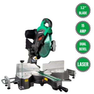 Metabo HPT Sliding Compound Miter Saw | 12-Inch Blade | Double Bevel | Laser Marker | 15-Amp Motor | 5 Year Warranty | C12RSH2S