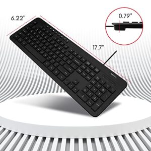 Macally Wired Keyboard, Ergonomic Computer Keyboard Wired - Slim External Keyboard for Laptop and Desktop - USB Keyboard with 5ft Cable and Numeric Keypad - Windows PC Keyboard for Office and Home