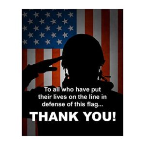 to all who have defended this flag - thank you patriotic wall art poster, this american flag wall art poster print is ideal for home, office, & school patriotic wall decor unframed -8x10"