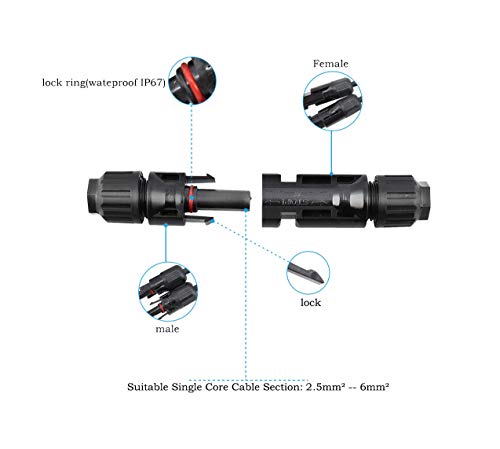 PowMr 48PCS Solar connectors - IP67 Male/Female Solar Connectors(24 Pairs Solar connectors)